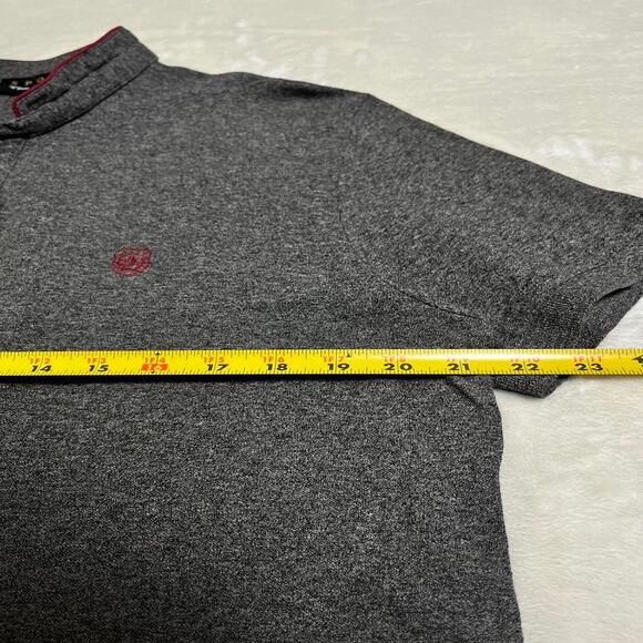 The Kooples Sport Polo Men's L Classic Fit Blade Collar Heathered Gray Crimson - Picture 5 of 7